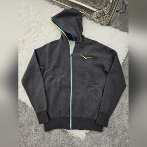 Hoka One One Zip Up Fleece Sweatshirt Hoodie. Grey. Size Large. Good preownwd co